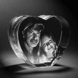 personalised 3D crystal photo heart shape image with customized text 1